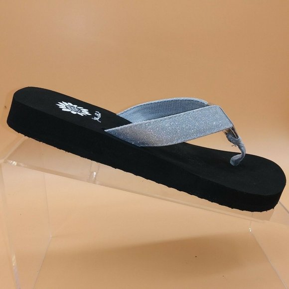 yellow box sparkle flip flops